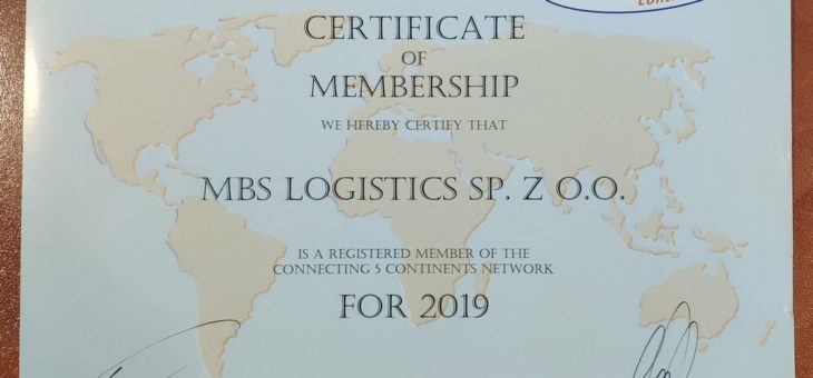 Certyfikat członkostwa w sieci C5C na rok 2019